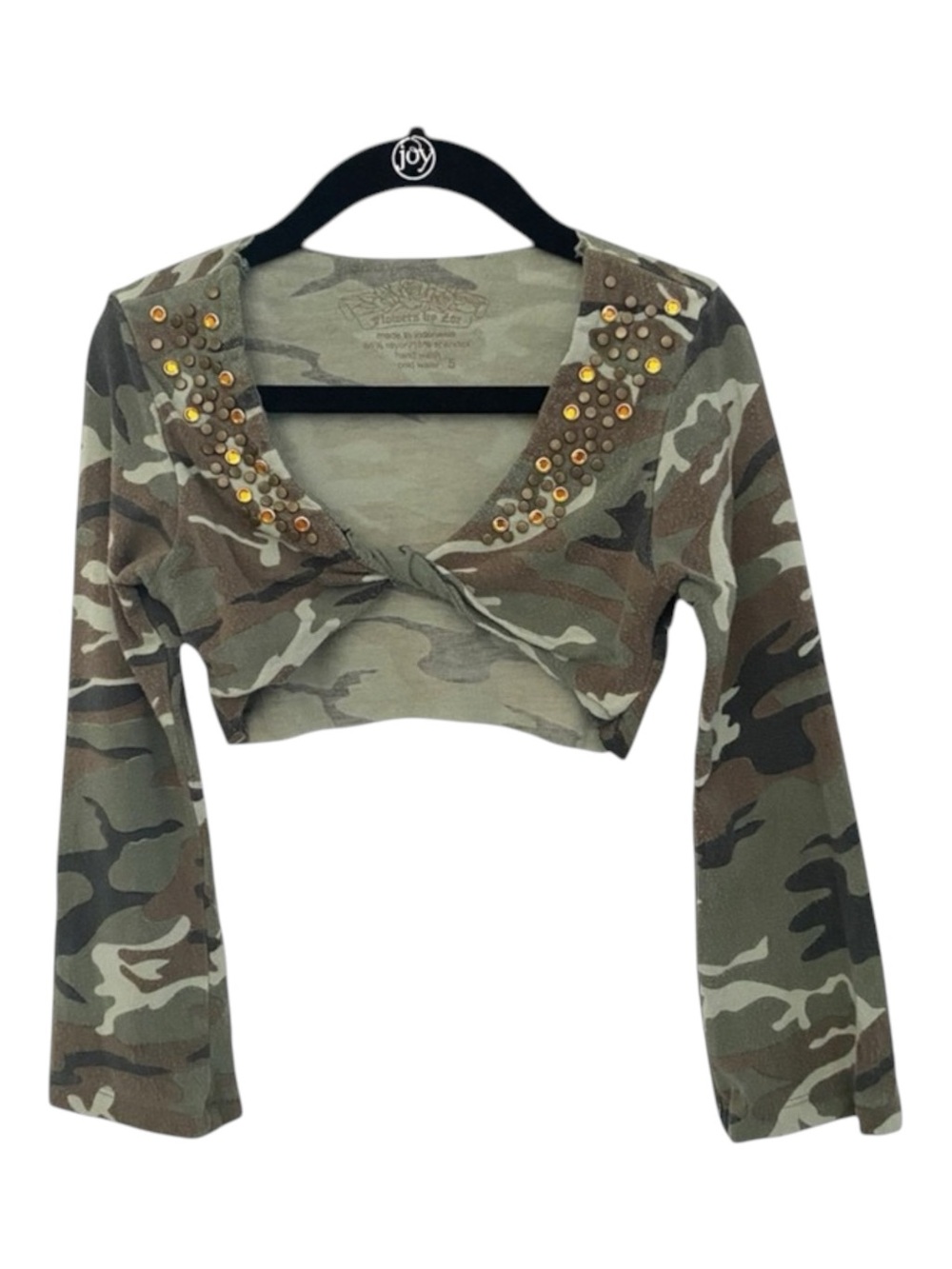 Flowers by Zoe ꕥ Camo Print Crystal Shrug Jacket Top ꕥ Army Green Camo ꕥ 5 5T - Picture 10 of 16